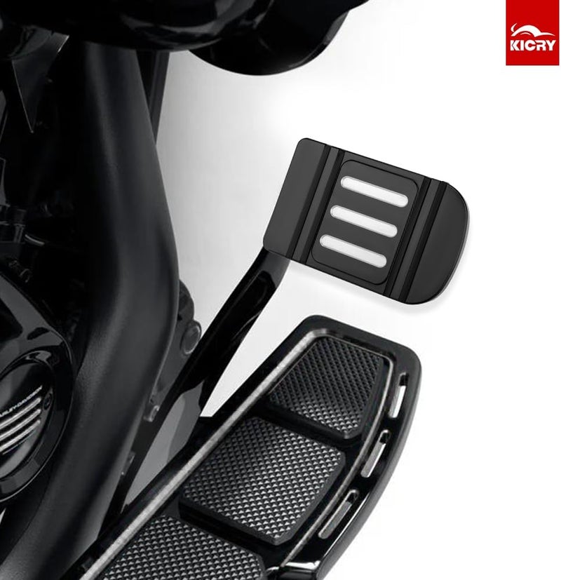 KICRY Brake Pedal Cover Compatible with Harley softail Heritage Springer Fit Fat Boy Deluxe FLSTN Road King FLHR Road Glide FLTR Pads Cover (D-Black Kit) - Image 4